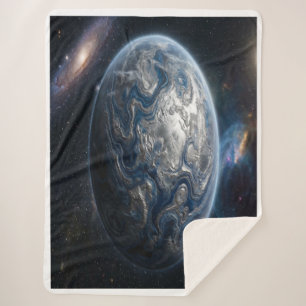 Cobertor Sherpa Planeta Azul e Prateado