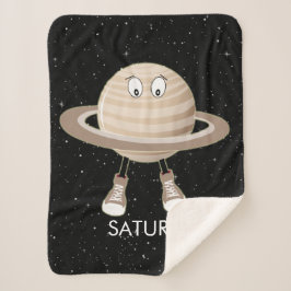 Cobertor Sherpa Planeta Saturno e estrelas