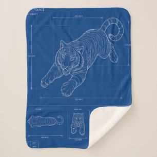 Cobertor Sherpa Plano de Salto do Tigre – Poster de Arte de Linha