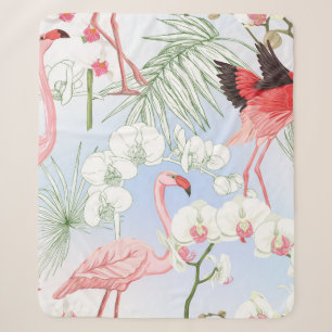 Cobertor Sherpa Plantas tropicais e flores. Padrão sem costura, b