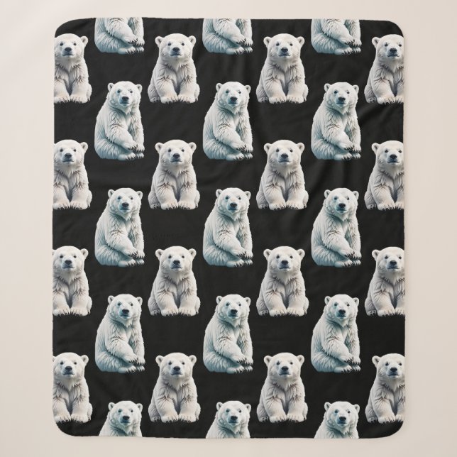 Cobertor Sherpa Polar Bear Animal Pattern Design (Frente)