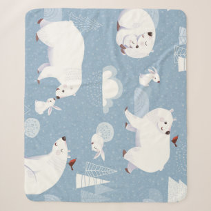 Cobertor Sherpa Polar Bears Winter Vintage