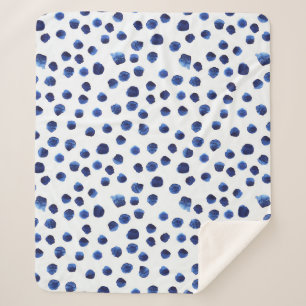 Cobertor Sherpa Polka Azul: Ponto de Aquarela Sem Vista.