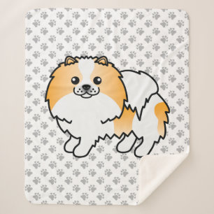 Cobertor Sherpa Pomerânia de Cartoons de Cor Partida Laranja