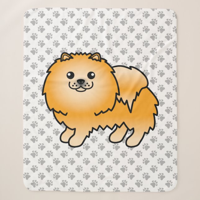 Cobertor Sherpa Pomerânia Laranja Cachorro de Desenho Animado Fofo (Frente)