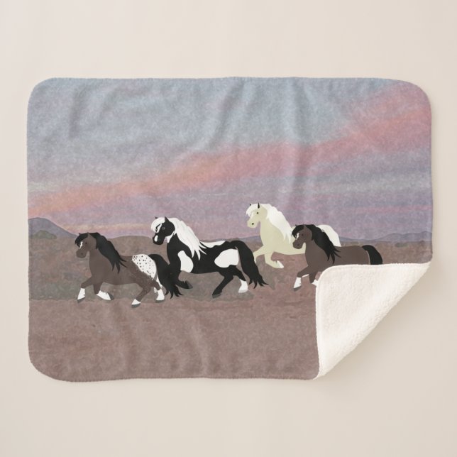 Cobertor Sherpa Ponies Sherpa Blanket (Frente (Horizontal))
