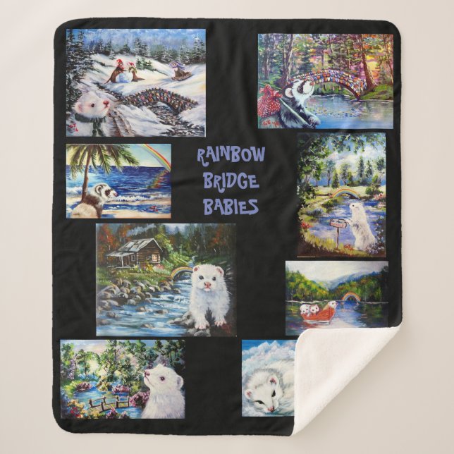 Cobertor Sherpa ponte de arco-íris de furão sherpa blanket (Frente)