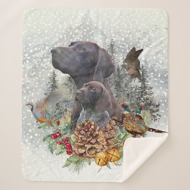 Cobertor Sherpa Ponteiro Alemão Curto no inverno (Frente)