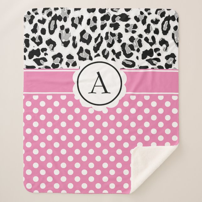 Cobertor Sherpa Pontos e impressão monogramas de fêmeas (Frente)