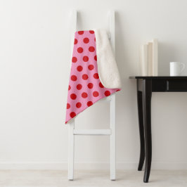 Cobertor Sherpa Pontos Vermelhos Polka em Rosa