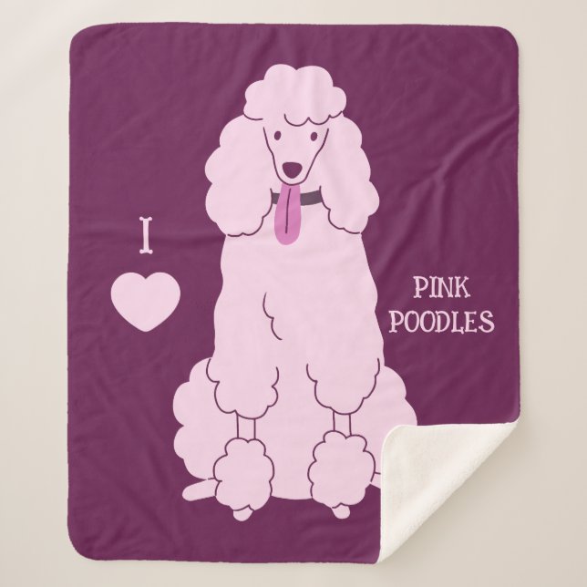 Cobertor Sherpa Poodle Rosa de Texto Personalizado (Frente)