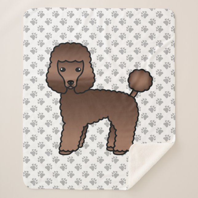 Cobertor Sherpa Poodle Toy Marrom Fofo Cachorro Cartoon (Frente)