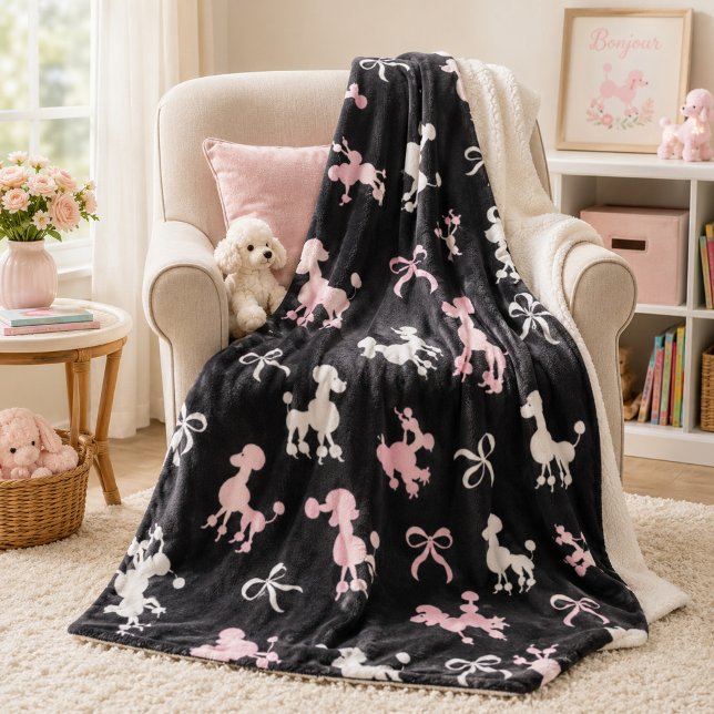 Cobertor Sherpa Poodles Chiques Rosa e Preto (Criador carregado)