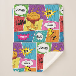 Cobertor Sherpa Pop de Arte Personalizada do Livro Quadrado Colori