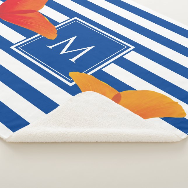 Cobertor Sherpa Poppy Blue Stripes Monograma (3/4)