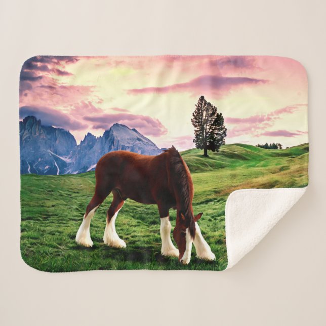 Cobertor Sherpa Por do sol de Clydesdale (Frente (Horizontal))
