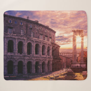 Cobertor Sherpa Pôr do sol sobre Roma Coliseu em Roma