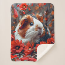 Porco-guineense entre Flores Vermelhas