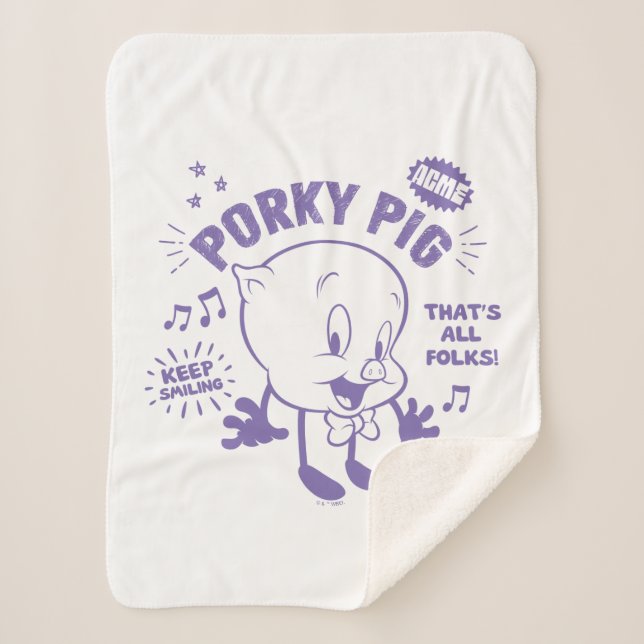 Cobertor Sherpa Porky Pig Retro Sorrente (Frente)