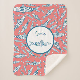 Cobertor Sherpa Português Lisboa Sardinha Padrão Azulejos Rosa