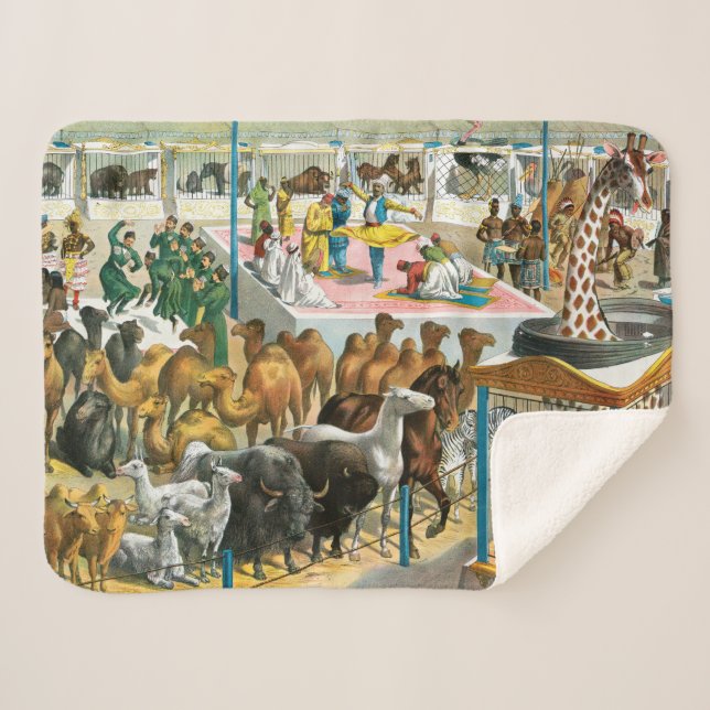 Cobertor Sherpa Poster de Circo De Pessoas De Diferentes Nacionali (Frente (Horizontal))