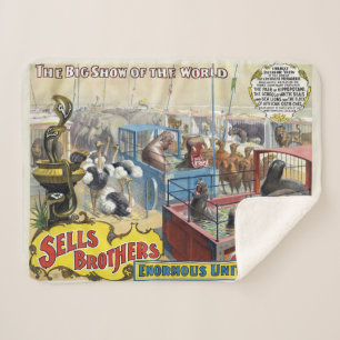 Cobertor Sherpa Poster de Circo Mostrando Animais Selvagens Em Gai