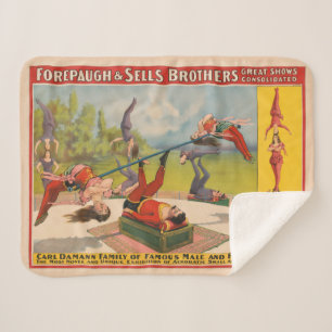 Cobertor Sherpa Poster de Circo Mostrando Atos Acrobáticos, Circa 