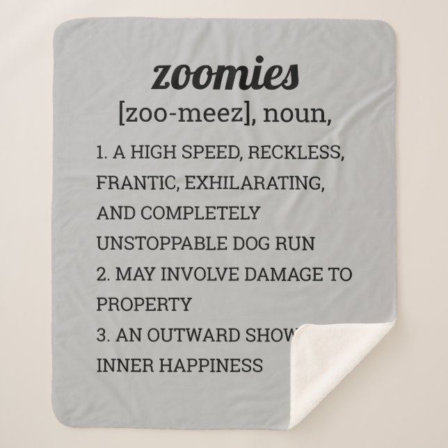 Cobertor Sherpa Poster DE DEFINIÇÃO DE ZOOMIES (Frente)