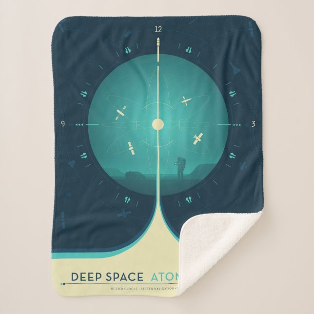 Cobertor Sherpa Poster de relógio atômico de espaço profundo, vers (Frente)