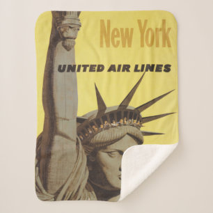 Cobertor Sherpa Poster de viagens Para Nova Iorque, United Air Lin