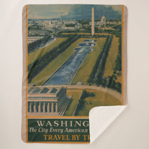 Cobertor Sherpa Poster de viagens Vintage Washington DC