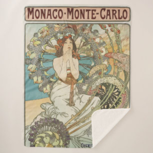 Cobertor Sherpa Poster de Vintage Mont-Carlo por Alphonse Mucha