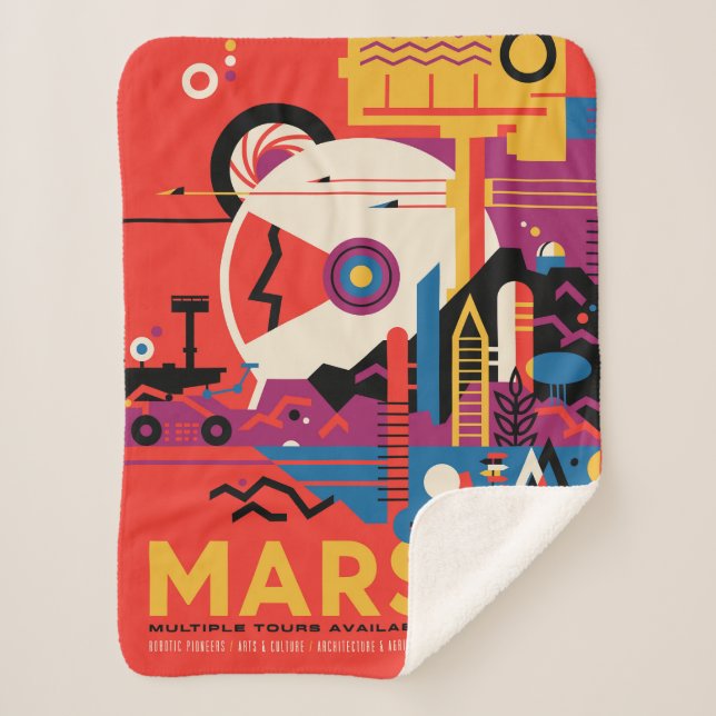 Cobertor Sherpa Poster do Espaço Retroativo - Programa de Exploraç (Frente)