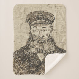Cobertor Sherpa Postman Joseph Roulin (Sepia Sketch) (por van Gogh