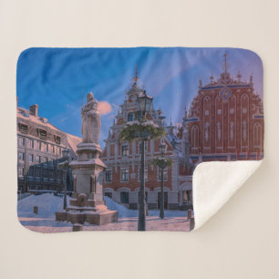 Cobertor Sherpa Praça da Prefeitura de Riga no inverno