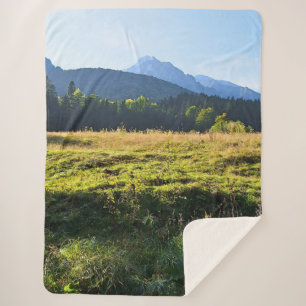 Cobertor Sherpa Prado da Montanha Verde – Natureza Selvagem Romêni