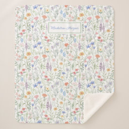 Cobertor Sherpa Prado de Flores Silvestres Coquette Personalizado