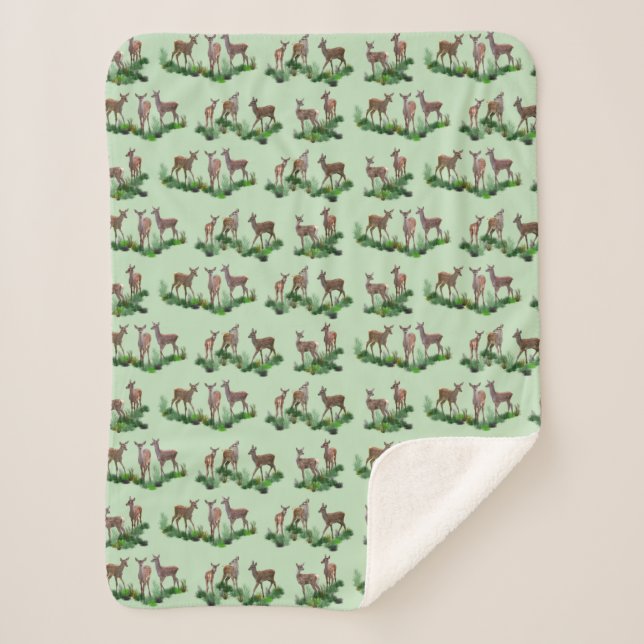 Cobertor Sherpa Prado do Bambi (Verde Claro) (Frente)