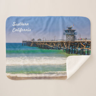 Cobertor Sherpa Praia da Califórnia do Sul e píer em San Clemente