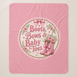 Cobertor Sherpa Pratos de Papel para Chá de Bebê Cowgirl Rosa Bo