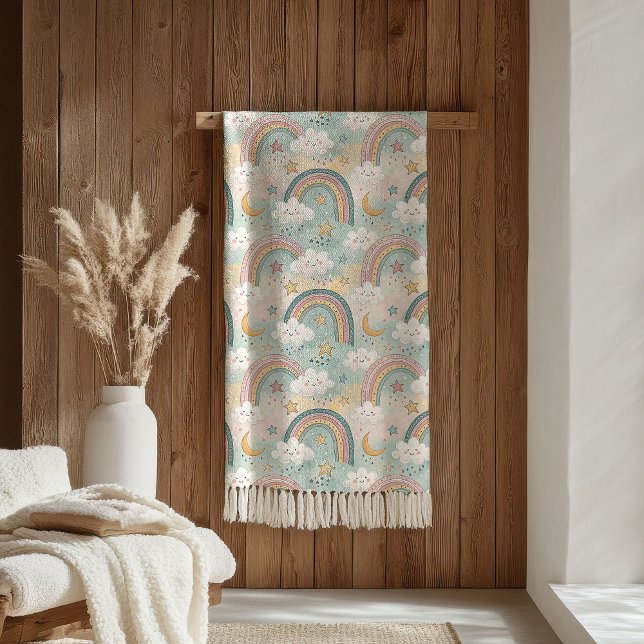 Cobertor Sherpa Presente Aconchegante Sherpa Arco-íris Pastel para (Pastel Rainbow Sherpa Cozy Gift for Little Dreamers)