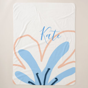 Cobertor Sherpa Presente boho retrô adicionar nome flor pastel lar