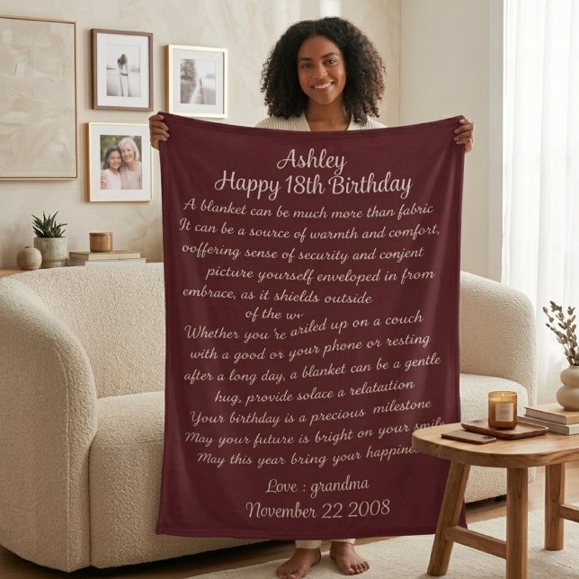 Cobertor Sherpa Presente de 18º aniversário para neta, personaliza (Criador carregado)