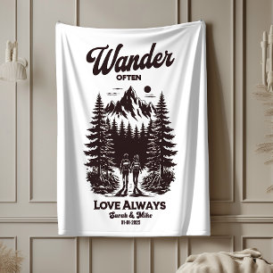 Cobertor Sherpa Presente de casamento com nome personalizado e dat