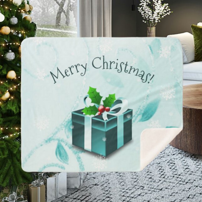 Cobertor Sherpa Presente de Natal Teal Sherpa Blanket (Teal Christmas Gift Sherpa Blanket)