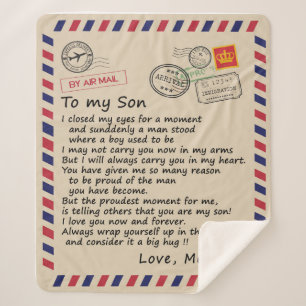 Cobertor Sherpa Presente do Filho  Carta Ao Meu Amor Filho Da Mãe