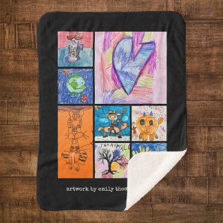 Cobertor Sherpa Presente Personalizado de 8 Fotos de Arte Infantil