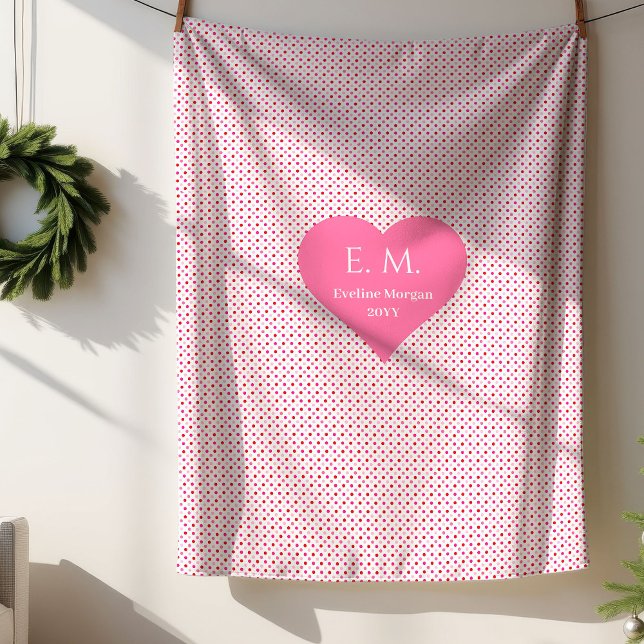 Cobertor Sherpa Presente Personalizado de Dia dos Namorados Coraçõ (Classic Red Hearts Personalized Valentine Gift Sherpa Blanket)