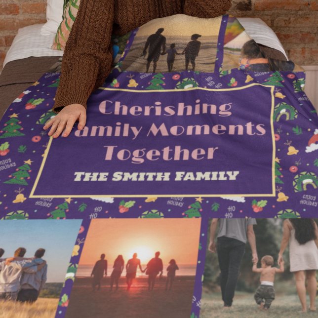 Cobertor Sherpa Presentes de Natal da Família Personalizada para F (Custom Family Photo Christmas Gifts for Daughter)