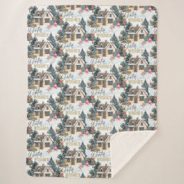 Cobertor Sherpa Presentes de Natal Desejos de Inverno para Decoraç
